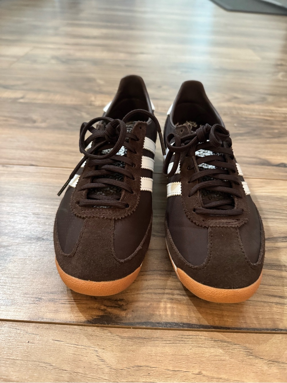 adidas Women’s Brown Sneakers with White Stripes